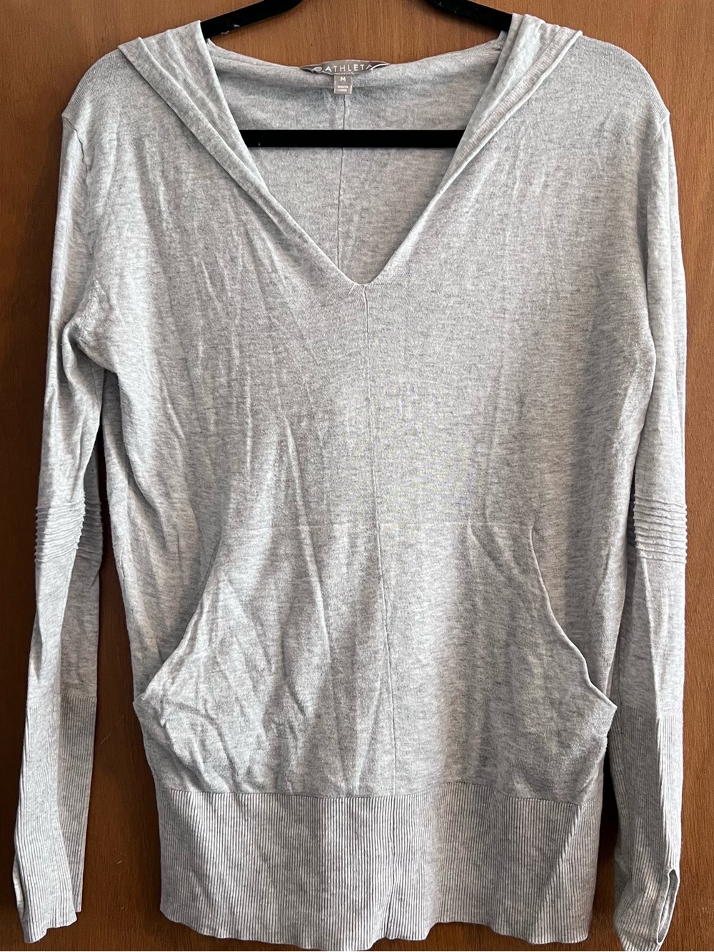 Athleta Heather Gray V-Neck Lightweight Hoodie
